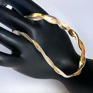 AUY Italian 2-strand Herringbone 2-Toned Sterling Bracelet